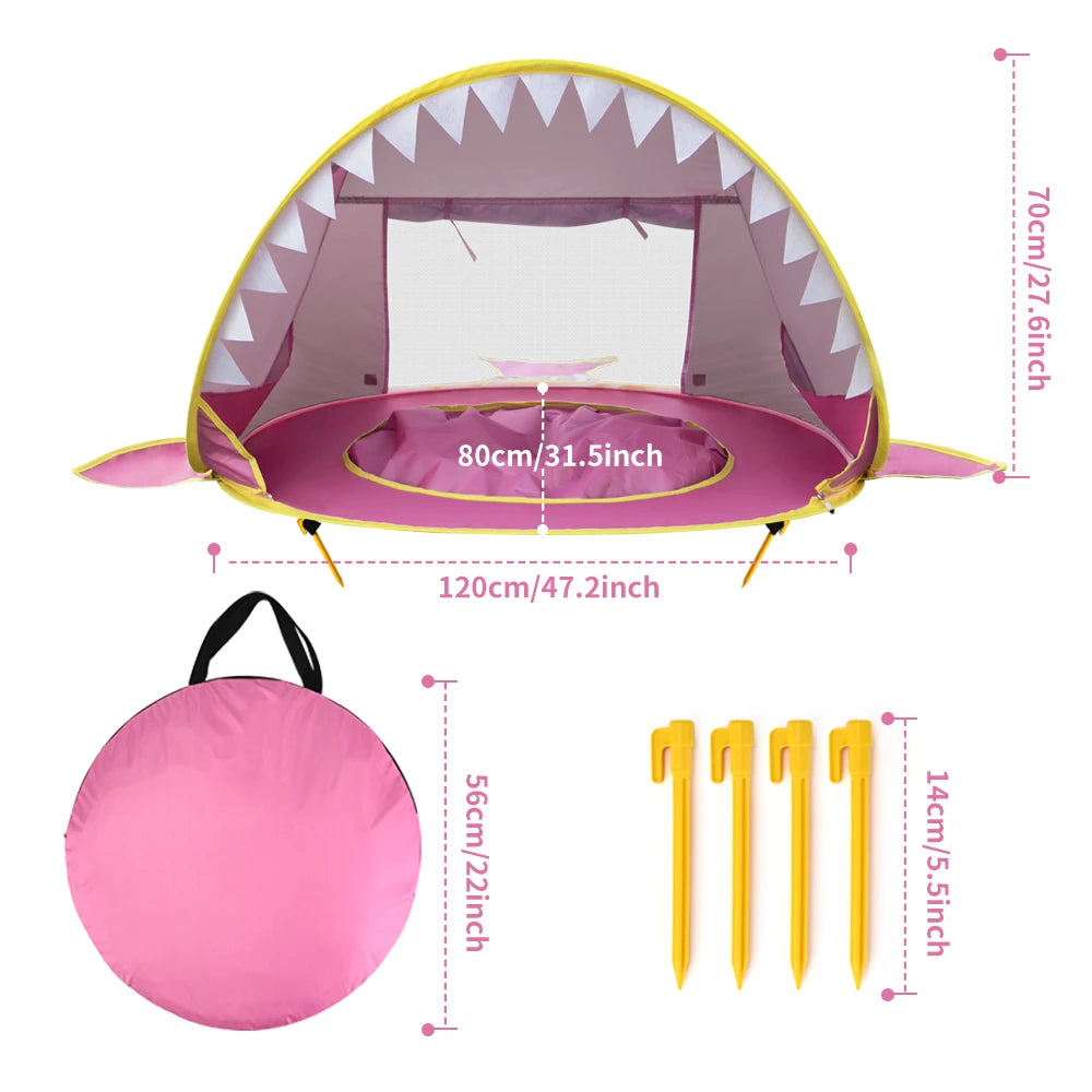 Tenda de praia para bebés, proteção UV, abrigo solar, tenda de praia portátil, sombra para piscina, proteção UV, abrigo solar